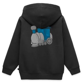 Train locomotive train - Sweat Premium à capuche zippé enfant bio - noir - Dos - AI Model Kid Male (0cm)
