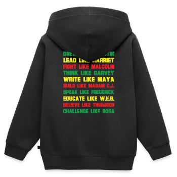 Black Inspirational Power Quotes - Kids Premium Organic Zip-up Hoodie - black - Back - AI Model Kid Male (0cm)