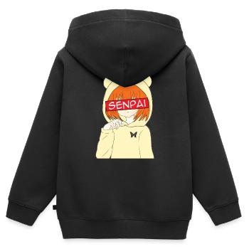 Anime Senpai Anime Fans Anime Style Anime Outfit - Kinder Premium Organic Zip Hoodie - Schwarz - Hinten - AI Model Kid Male (0cm)