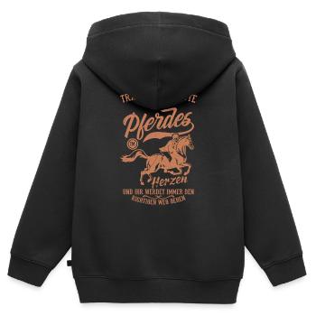 Pferde Spruch Pferdeliebhaber Pferdesprüche - Kinder Premium Organic Zip Hoodie - Schwarz - Hinten - AI Model Kid Male (0cm)