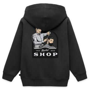 Barber Barbershop Rasieren Bart Barbier - Kinder Premium Organic Zip Hoodie - Schwarz - Hinten - AI Model Kid Male (0cm)