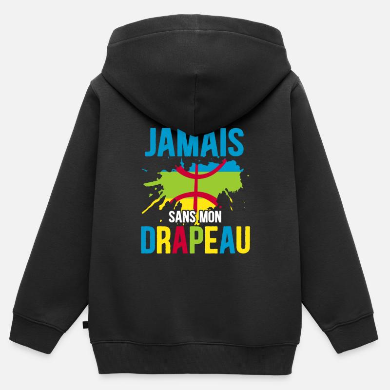 Drapeau Kabyle Berbère Amazigh Humour - Sweat Premium à capuche zippé enfant bio - noir