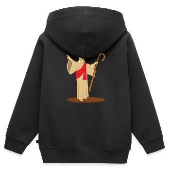 Wololo Priester - Kinder Premium Organic Zip Hoodie - Schwarz - Hinten - AI Model Kid Male (0cm)