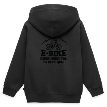 Ebike Berg oder Tal ist keine Qual Ebiker Spruch - Kinder Premium Organic Zip Hoodie - Schwarz - Hinten - AI Model Kid Male (0cm)