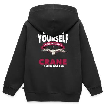 crane - Kids Premium Organic Zip-up Hoodie - black - Back - AI Model Kid Male (0cm)