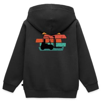Conducteur de chariot élévateur chariot élévateur chariot élévateur - Sweat Premium à capuche zippé enfant bio - noir - Dos - AI Model Kid Male (0cm)