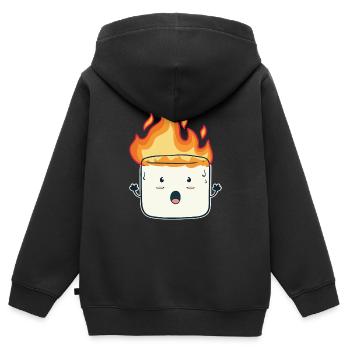 Drôle de cadeau de camping en feu de marshmallow - Sweat Premium à capuche zippé enfant bio - noir - Dos - AI Model Kid Male (0cm)