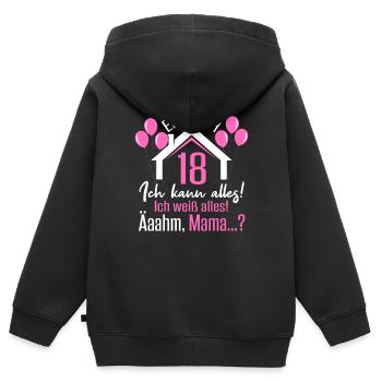 Endlich 18 Ich Kann Alles Ich Weiß Alles - Kinder Premium Organic Zip Hoodie - Schwarz - Hinten - AI Model Kid Male (0cm)