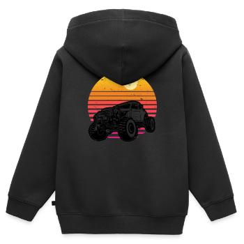 Vintage Retro 70s Sunset Car - Kinder Premium Organic Zip Hoodie - Schwarz - Hinten - AI Model Kid Male (0cm)
