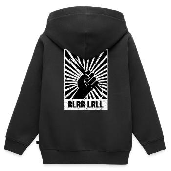 Percussion règle de bâtons de batterie - Sweat Premium à capuche zippé enfant bio - noir - Dos - AI Model Kid Male (0cm)