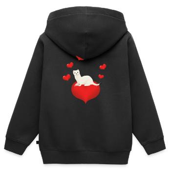 Hermeline et belette - Sweat Premium à capuche zippé enfant bio - noir - Dos - AI Model Kid Male (0cm)