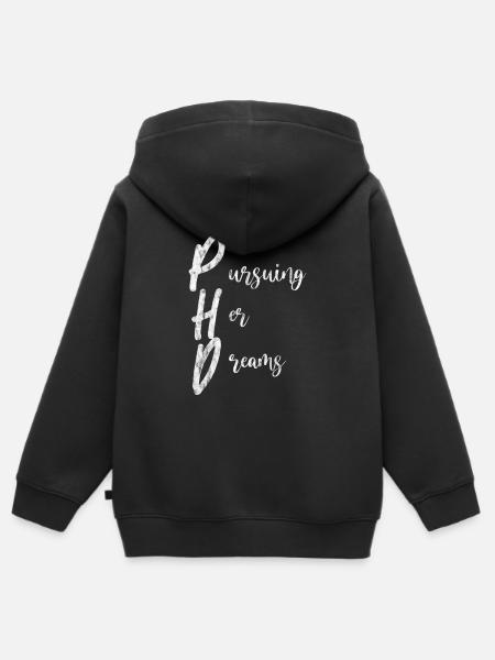 Phd die haar Dromen nastreeft - Kinder Premium zip hoodie biologisch - zwart
