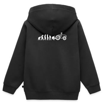 Evolution tracteur machines agricoles mécaniciens - Sweat Premium à capuche zippé enfant bio - noir - Dos - AI Model Kid Male (0cm)