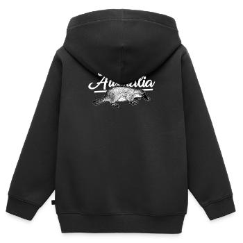 Becs d’Australie - Sweat Premium à capuche zippé enfant bio - noir - Dos - AI Model Kid Male (0cm)