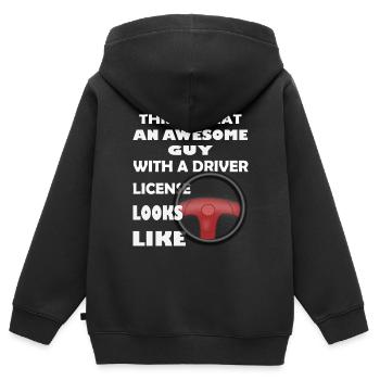 Permis de conduire - Sweat Premium à capuche zippé enfant bio - noir - Dos - AI Model Kid Male (0cm)