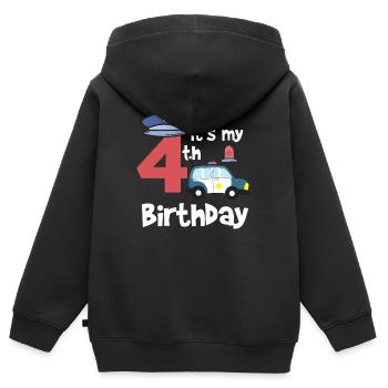 Polizei 4. Geburtstag Jahre Junge Kind Geschenk - Kinder Premium Organic Zip Hoodie - Schwarz - Hinten - AI Model Kid Male (0cm)