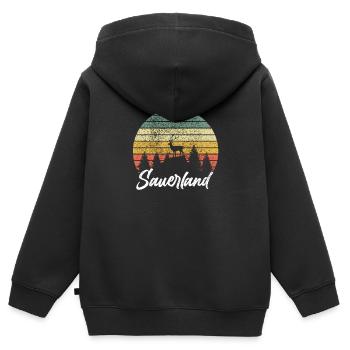 Sauerland Sauerländer Nordrhein-Westfalen Geschenk - Kinder Premium Organic Zip Hoodie - Schwarz - Hinten - AI Model Kid Male (0cm)