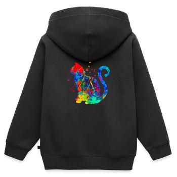 Cats Art Vintage Kitten Retro Kitten Graphic - Kinder Premium Organic Zip Hoodie - Schwarz - Hinten - AI Model Kid Male (0cm)