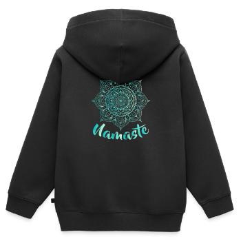 Namaste - Lotus Flower - Spiritual Yoga Om - Kinder Premium Organic Zip Hoodie - Schwarz - Hinten - AI Model Kid Male (0cm)