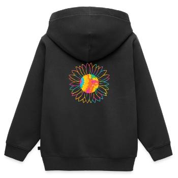 Bunte Sonnenblume Bunte Sonnenblumen Welt - Kinder Premium Organic Zip Hoodie - Schwarz - Hinten - AI Model Kid Male (0cm)