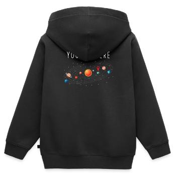 Système solaire - Sweat Premium à capuche zippé enfant bio - noir - Dos - AI Model Kid Male (0cm)