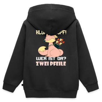Bogenschießen Bogenschütze Bogen Pfeil Geschenk - Kinder Premium Organic Zip Hoodie - Schwarz - Hinten - AI Model Kid Male (0cm)