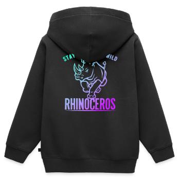 Rhinocéros Afrique Désert Désert Sauvons - Sweat Premium à capuche zippé enfant bio - noir - Dos - AI Model Kid Male (0cm)