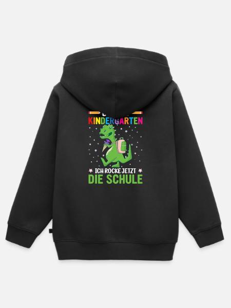 Kindergarten Einschulung Dinosaurier - Kinder Premium Organic Zip Hoodie - Schwarz