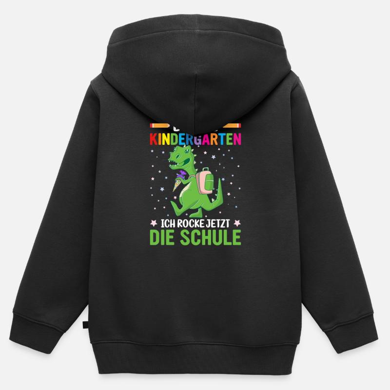 Kindergarten Einschulung Dinosaurier - Kinder Premium Organic Zip Hoodie - Schwarz