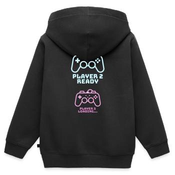 Player 2 3 lädt Geburt Baby Gaming Gamer Geschenk - Kinder Premium Organic Zip Hoodie - Schwarz - Hinten - AI Model Kid Male (0cm)