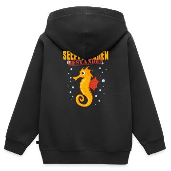 Hippocampe réussi nageurs précoces insigne - Sweat Premium à capuche zippé enfant bio - noir - Dos - AI Model Kid Male (0cm)