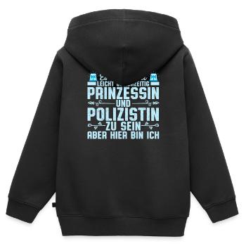 Polizistin und Prinzessin - Kinder Premium Organic Zip Hoodie - Schwarz - Hinten - AI Model Kid Male (0cm)