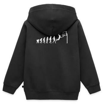 Basketball Evolution - Sweat Premium à capuche zippé enfant bio - noir - Dos - AI Model Kid Male (0cm)
