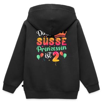 Zweiter Geburtstag Mädchen 2 Jahre Prinzessin - Kinder Premium Organic Zip Hoodie - Schwarz - Hinten - AI Model Kid Male (0cm)
