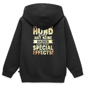 Hund Macken Special Effect Lustiger Hunde Spruch - Kinder Premium Organic Zip Hoodie - Schwarz - Hinten - AI Model Kid Male (0cm)