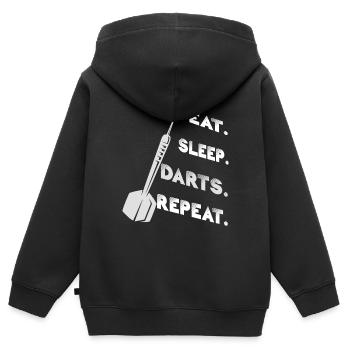Fléchettes Fléchettes Fléchettes cadeaux de fléchettes - Sweat Premium à capuche zippé enfant bio - noir - Dos - AI Model Kid Male (0cm)