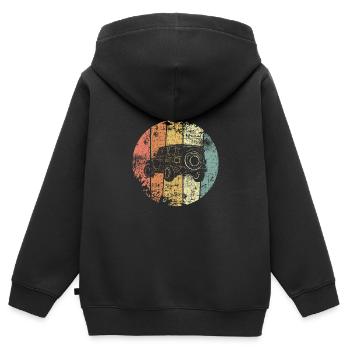 Geländewagen 4x4 Allrad vintage Auto - Kinder Premium Organic Zip Hoodie - Schwarz - Hinten - AI Model Kid Male (0cm)