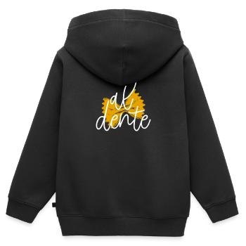 Pasta cuisine cuisine - Sweat Premium à capuche zippé enfant bio - noir - Dos - AI Model Kid Male (0cm)