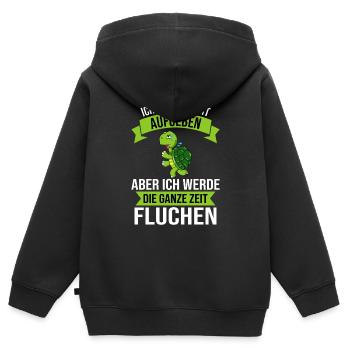 Ich werde nicht aufgeben aber fluchen Joggen - Kinder Premium Organic Zip Hoodie - Schwarz - Hinten - AI Model Kid Male (0cm)