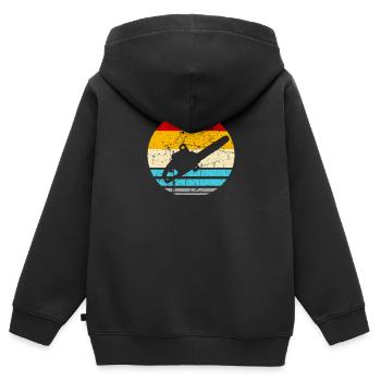 Bûcheron forestier forestier bois tronçonneuse tronçonneuse - Sweat Premium à capuche zippé enfant bio - noir - Dos - AI Model Kid Male (0cm)