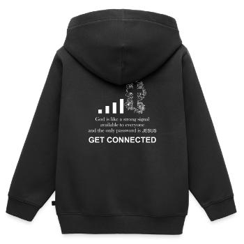 Prêtre catholique | Drôle de cadeau | - Sweat Premium à capuche zippé enfant bio - noir - Dos - AI Model Kid Male (0cm)