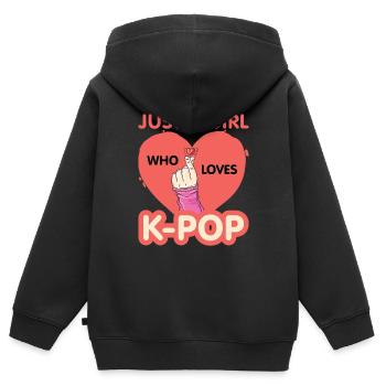 K-Pop - Sweat Premium à capuche zippé enfant bio - noir - Dos - AI Model Kid Male (0cm)