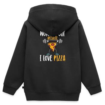 Fitness Funny Working Out Because I Love Pizza - Kids Premium Organic Zip-up Hoodie - black - Back - AI Model Kid Male (0cm)