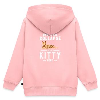 Le chat de l’effondrement émotionnel de placer ici - Sweat Premium à capuche zippé enfant bio - rose - Dos - AI Model Kid Female (0cm)
