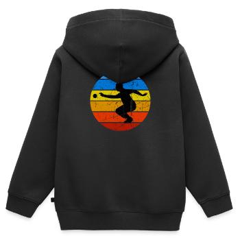 Boule Pétanque pétanque boule boule boule - Sweat Premium à capuche zippé enfant bio - noir - Dos - AI Model Kid Male (0cm)