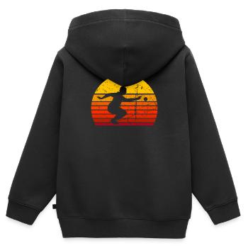 Boule Pétanque pétanque boule boule boule - Sweat Premium à capuche zippé enfant bio - noir - Dos - AI Model Kid Male (0cm)