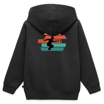 Boule Pétanque pétanque boule boule boule - Sweat Premium à capuche zippé enfant bio - noir - Dos - AI Model Kid Male (0cm)