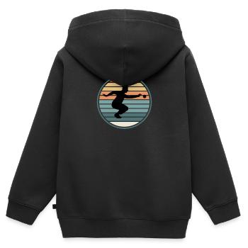 Boule Pétanque pétanque boule boule boule - Sweat Premium à capuche zippé enfant bio - noir - Dos - AI Model Kid Male (0cm)