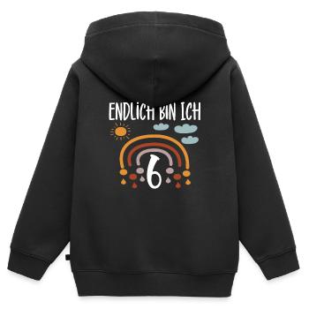 6. Geburtstag Endlich ich bin 6 Kindergeburtstag - Kinder Premium Organic Zip Hoodie - Schwarz - Hinten - AI Model Kid Male (0cm)