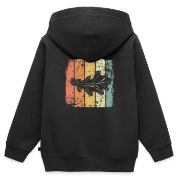Feuille de chêne vintage - Sweat Premium à capuche zippé enfant bio - noir - Dos - AI Model Kid Male (0cm)